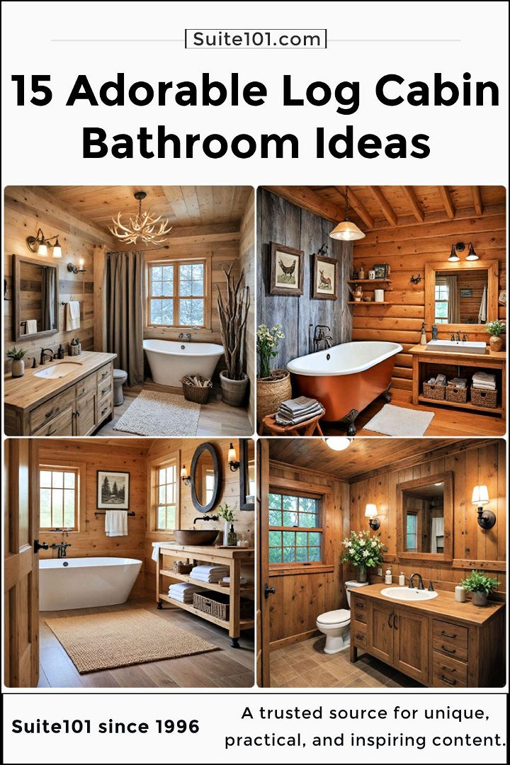 best log cabin bathroom ideas