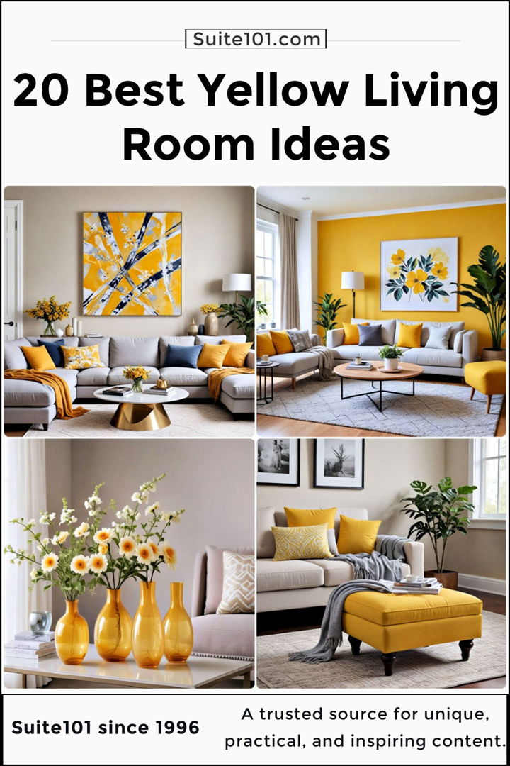best yellow living room ideas