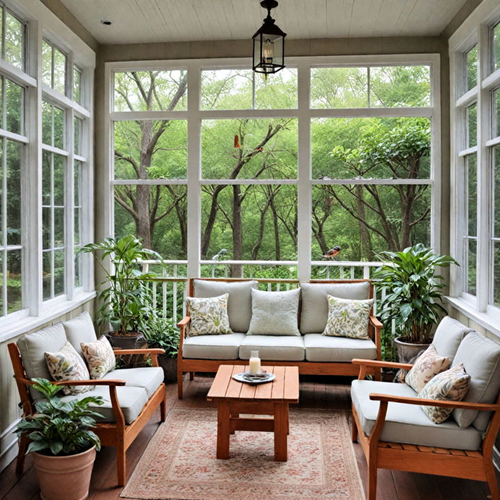 bird watching haven in enclosed porch