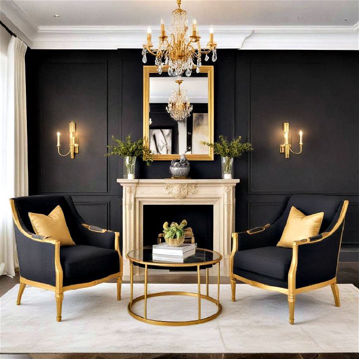 black and gold area accent chairs