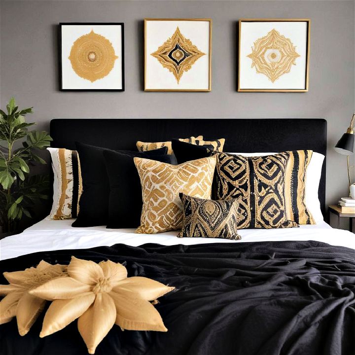 black and gold decorative pillows