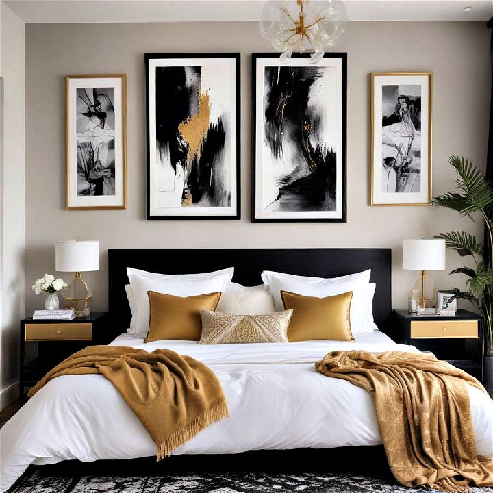 black and gold themed art pieces