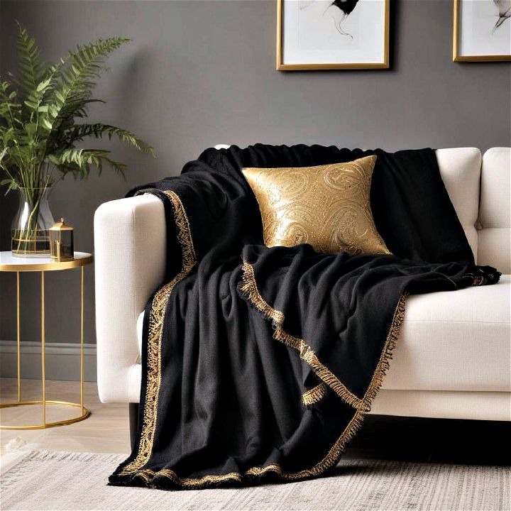 black and gold throw blanket