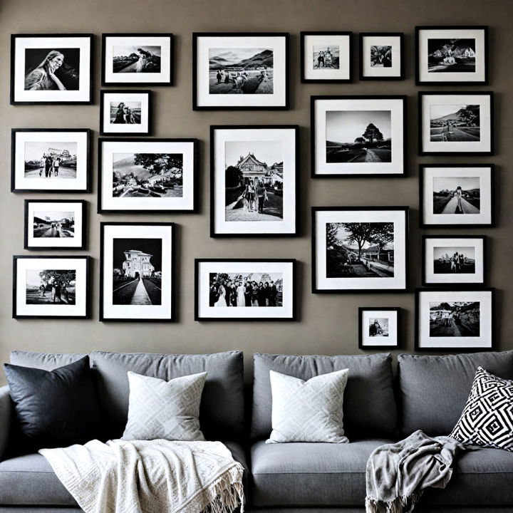 black and white theme picture wall