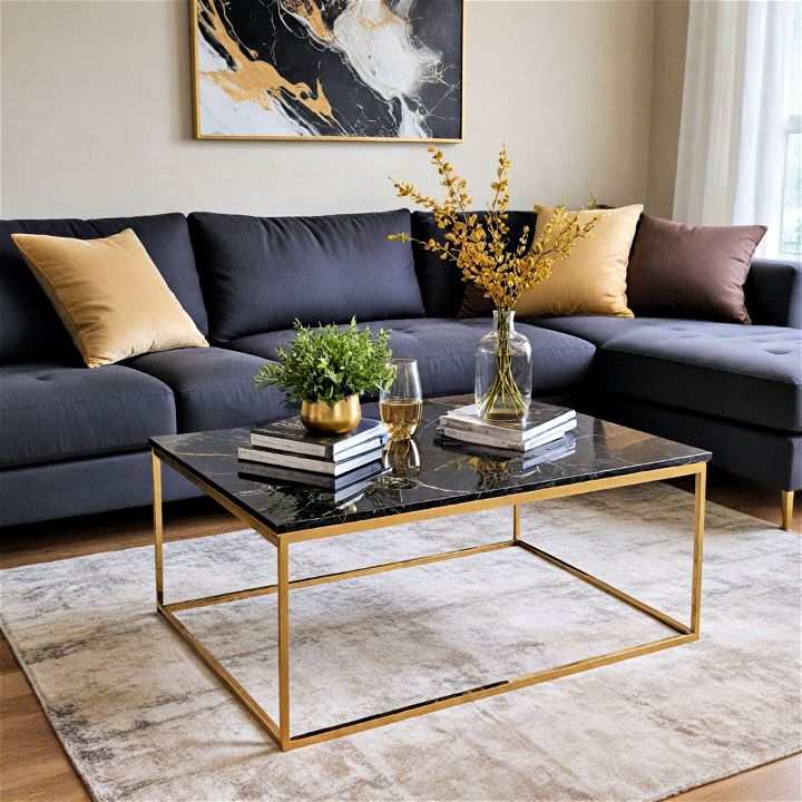 black marble coffee table with gold legs