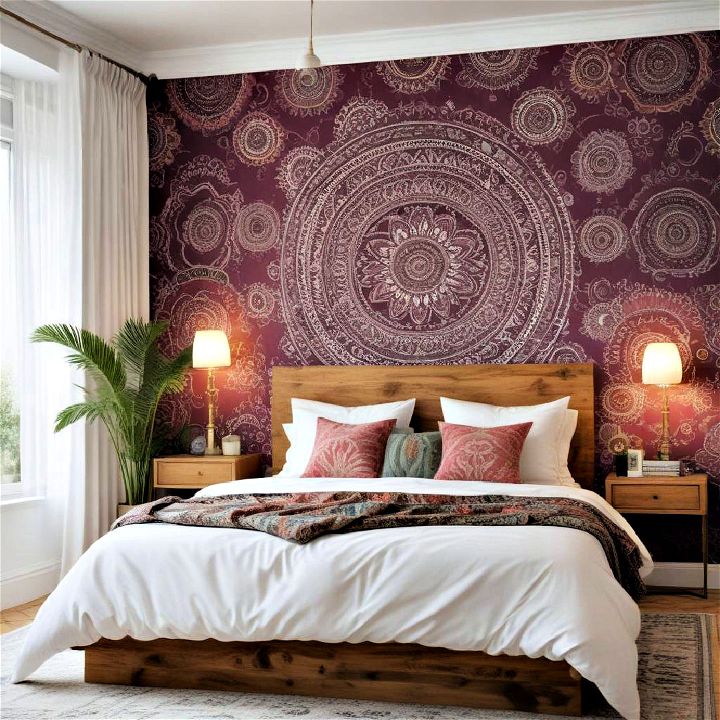 bohemian pattern wallpaper to create a cozy vibe