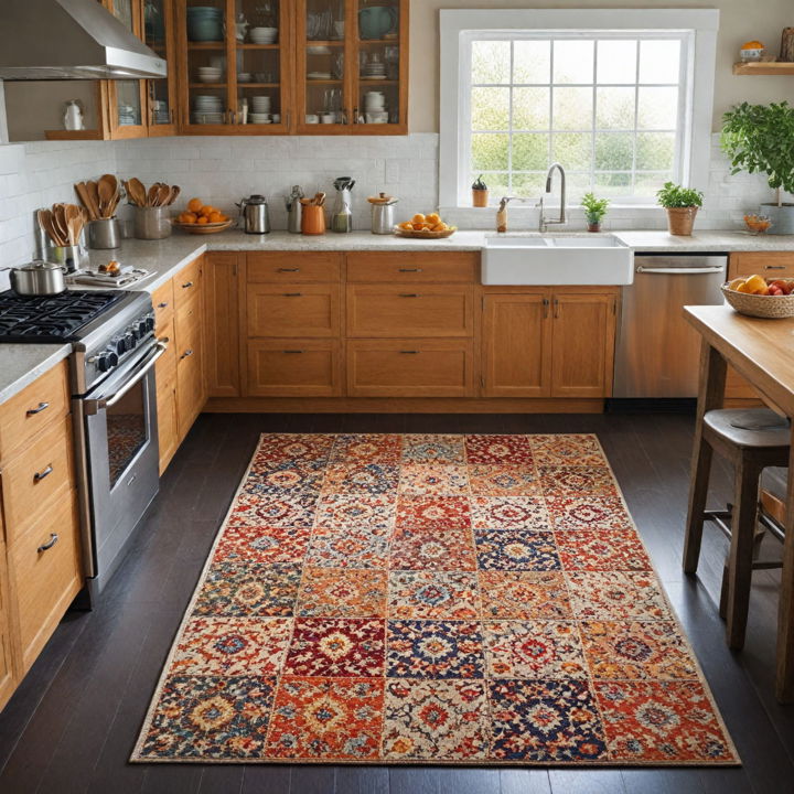 bold accent rug for kitchen