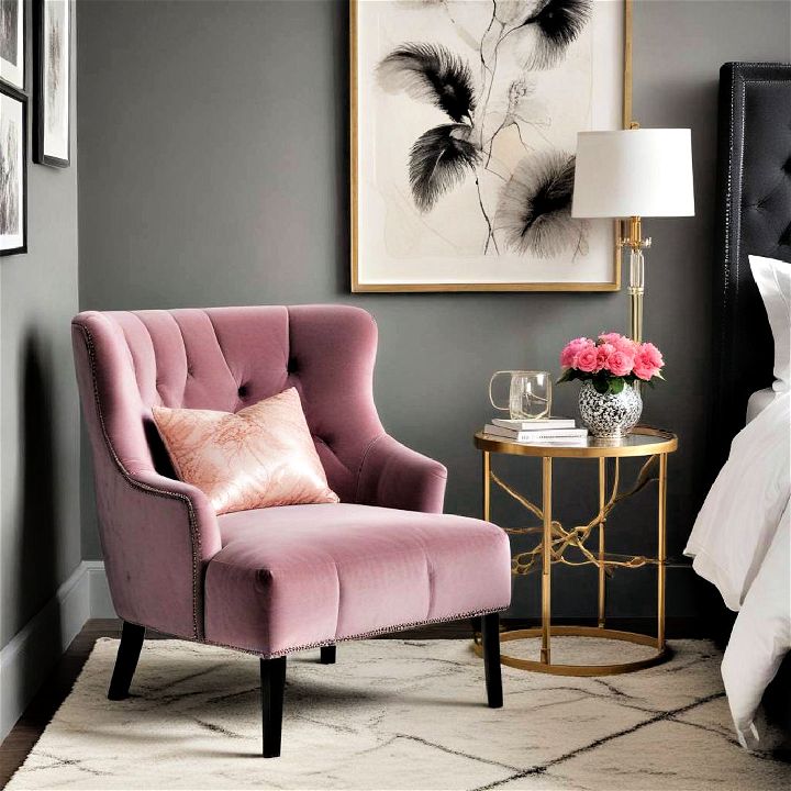 bold color accent chair for glam bedroom