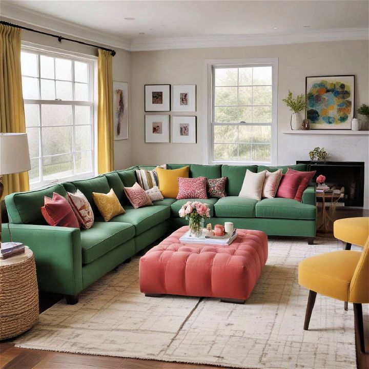 bold colored sectional living room
