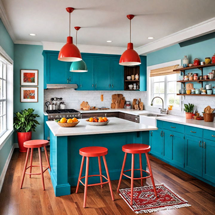 bold colors maximalist kitchen