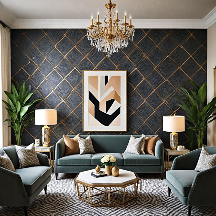 bold geometric pattern living room