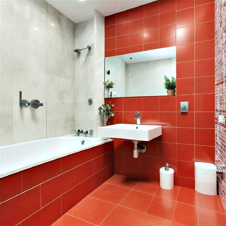 bold red tiles bathroom