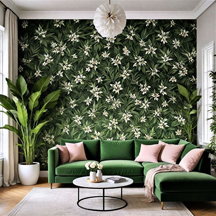 botanical patterns living room wallpaper
