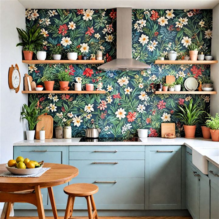 botanical print accent wall