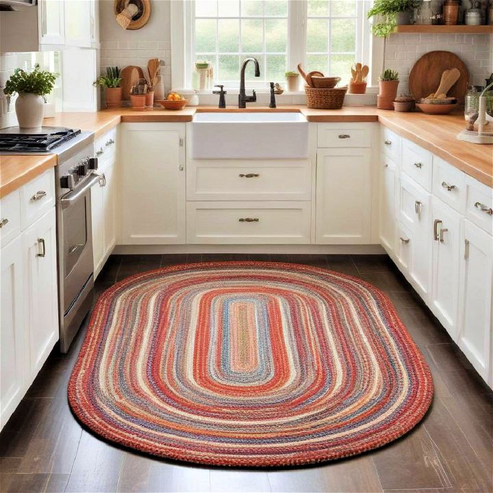 braided kitchen rug to add warmth