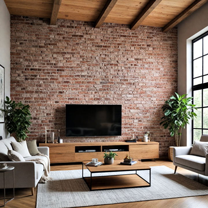 brick and wood to create rustic look