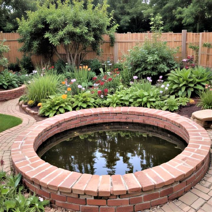 brick lined raised pond design