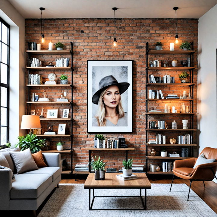 brick wall with metal accents