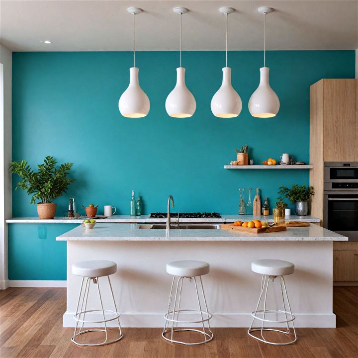 bright turquoise accent wall color