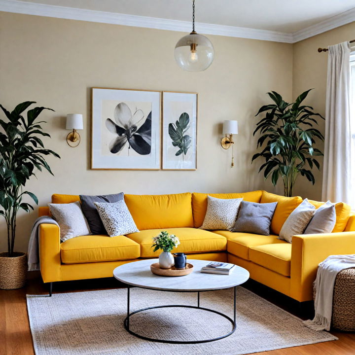bright yellow sofa
