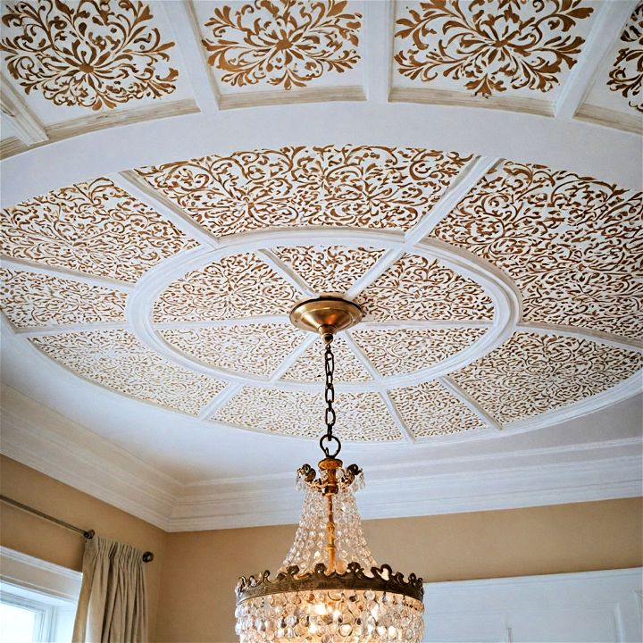 budget friendly stenciled ceiling