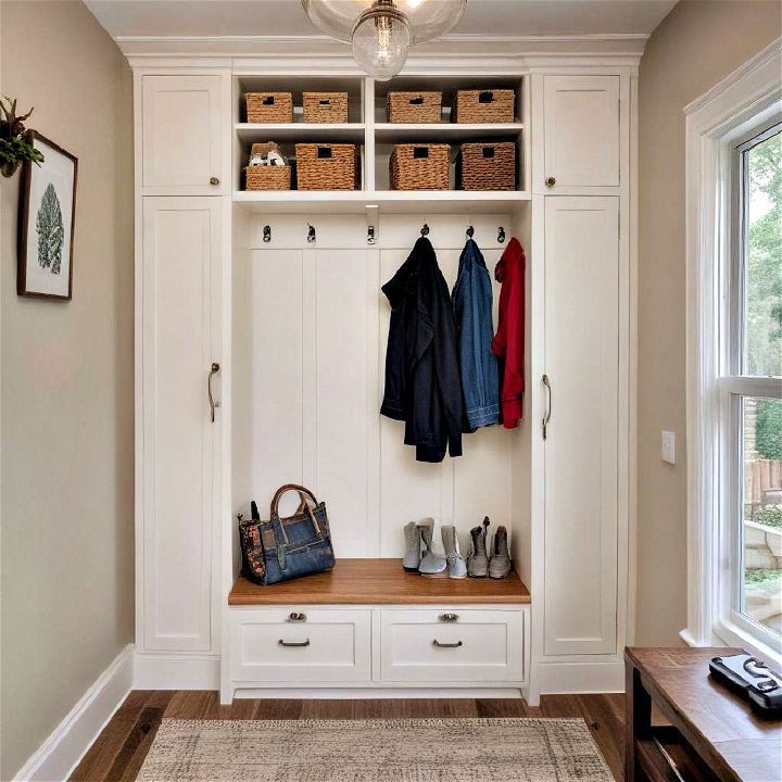 built in closet torage solution for mudroom
