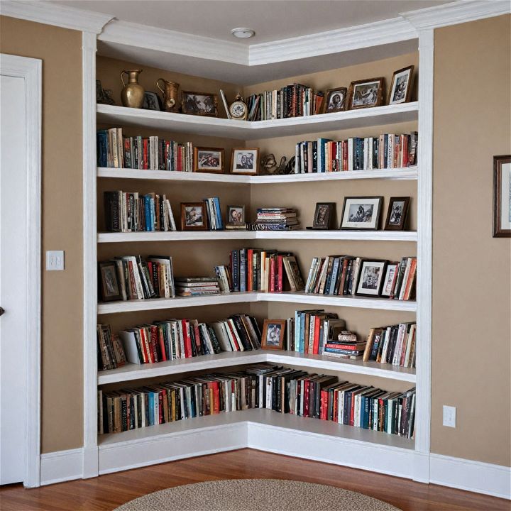 built in corner bookshelf