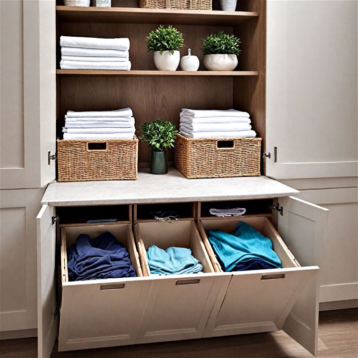 built in hampers for laundry room decor