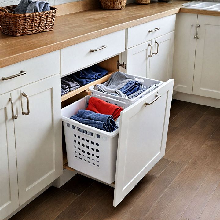 built in hampers for laundry room