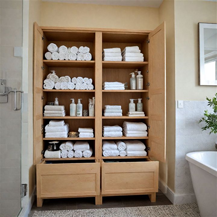 built in storage cabinets for bathroom