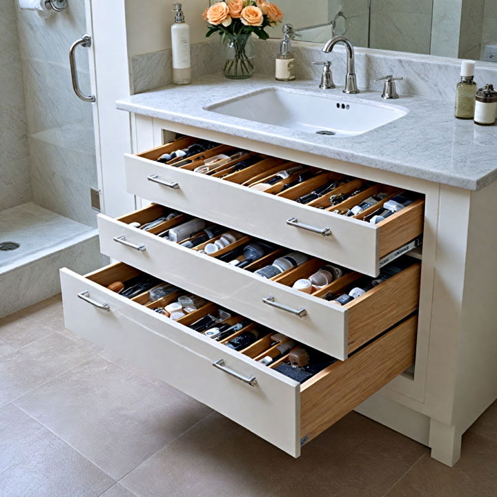 built in vanity drawers for bathroom storage