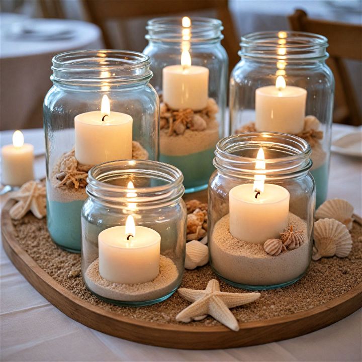 candle and sand display centerpiece