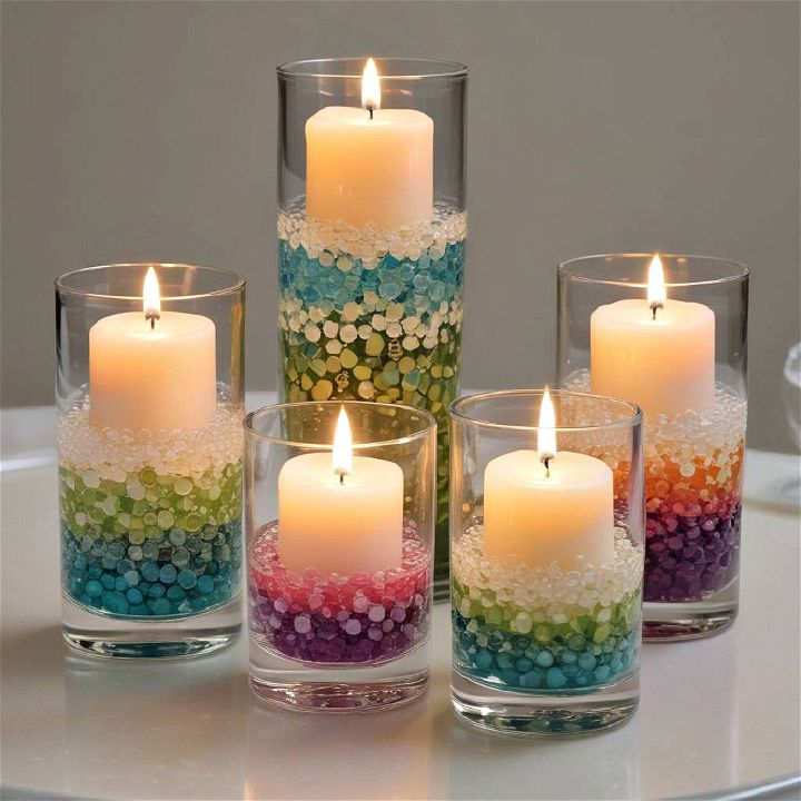 candle and water bead vases centerpiece