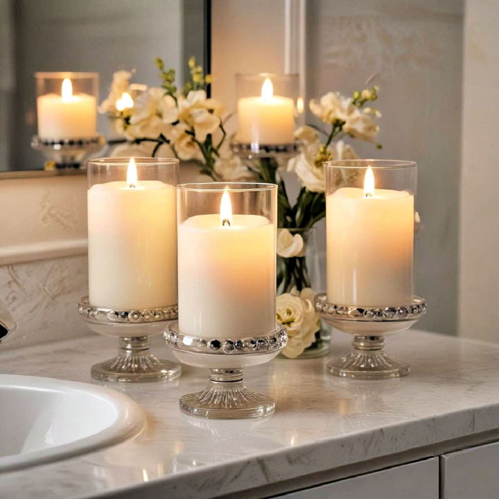candle holders for bathroom counter decor