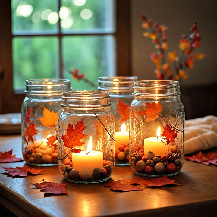 candlelit mason jars for any fall theme