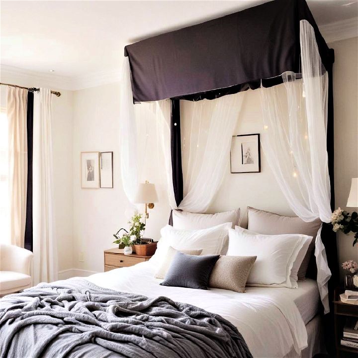 canopy or gauzy fabric as headboard