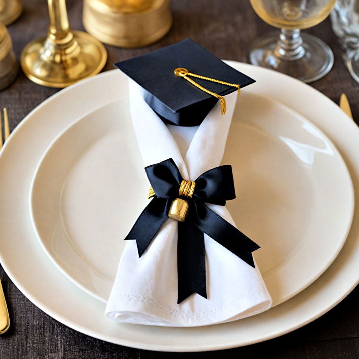 cap and gown napkin rings centerpiece decor