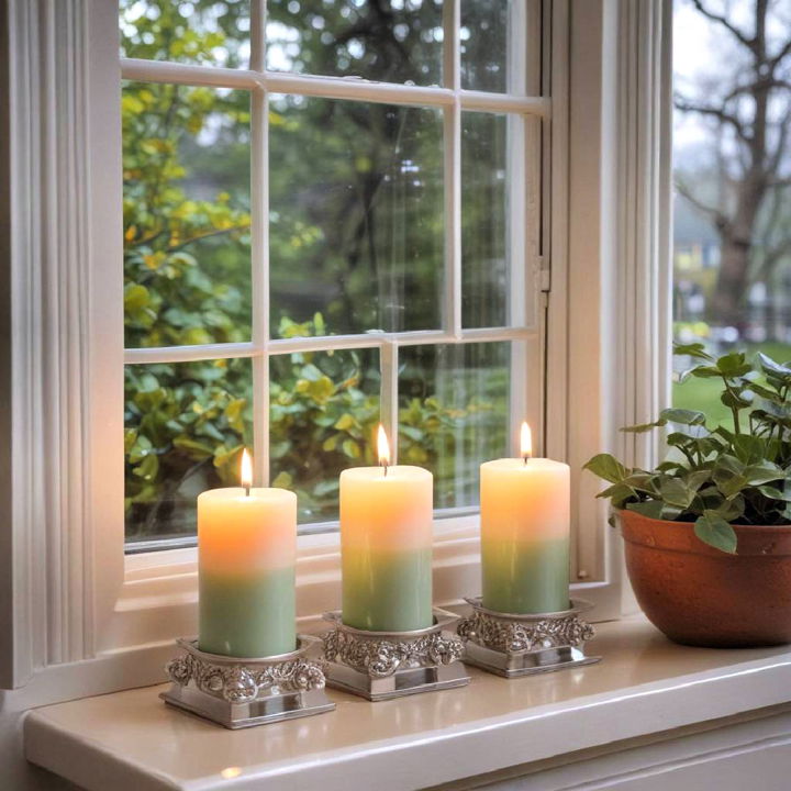 captivating window sill candles decor