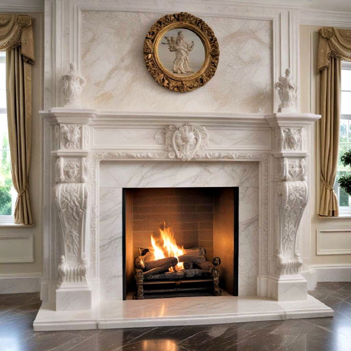 carved marble fireplace for living room
