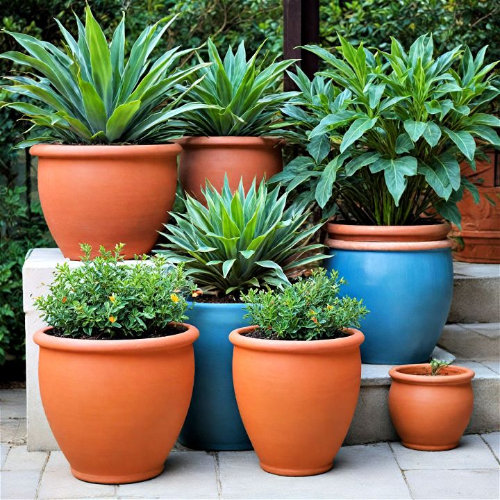 ceramic planters for mediterranean garden