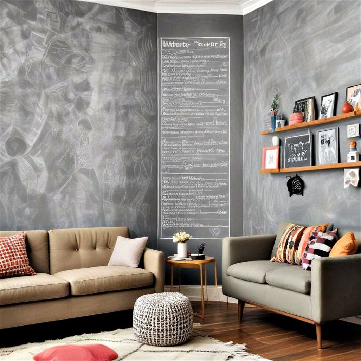 chalkboard style living room wallpaper