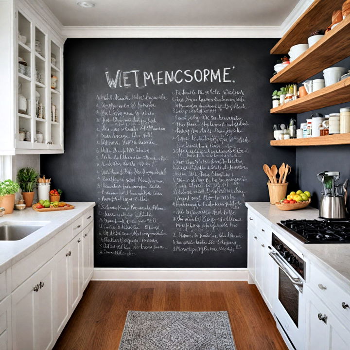 chalkboard wall for gray and white kitchen