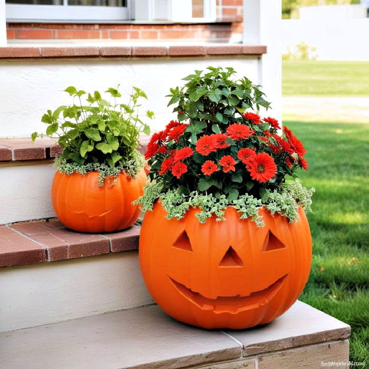 charming pumpkin planters