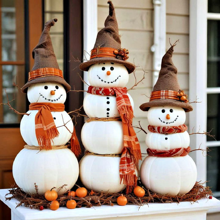 charming pumpkin snowmen