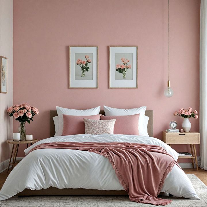 charming rosy pink accent wall color