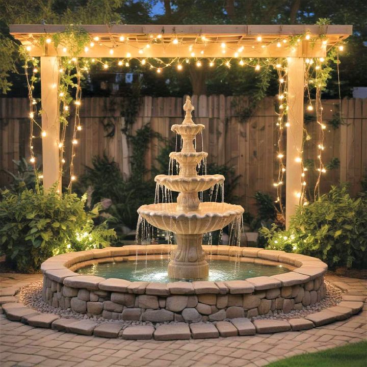 charming string lights fountain