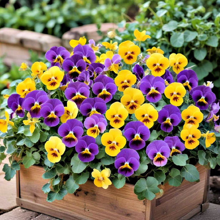 charming violas for fall flower box