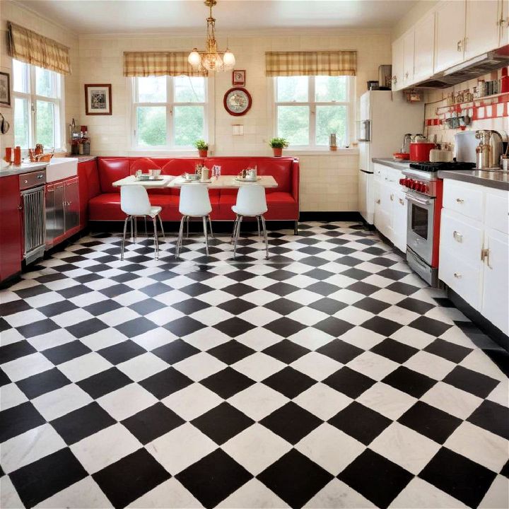 checkered flooring to add visual interest