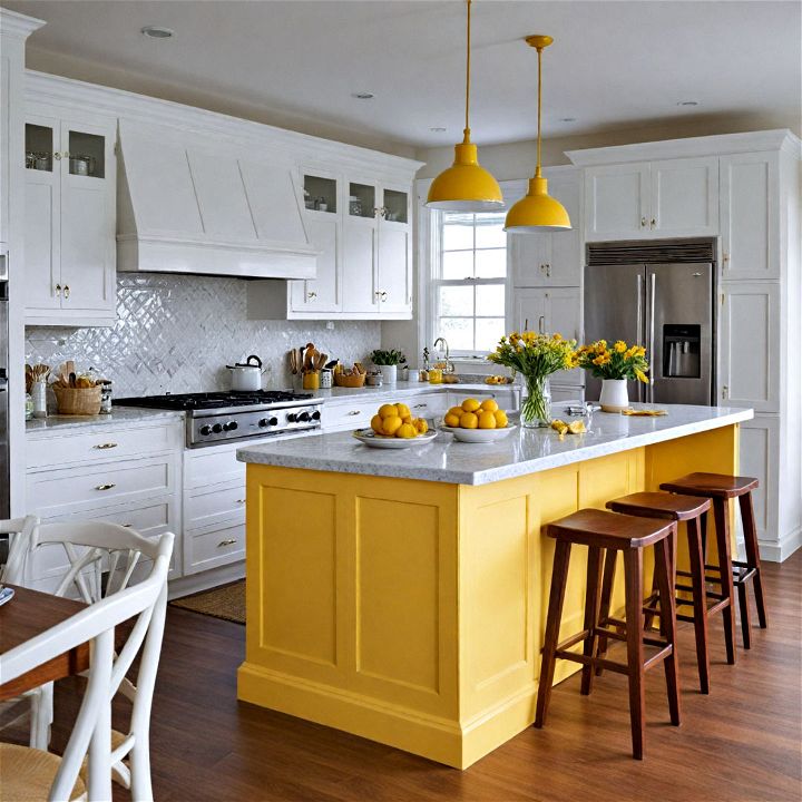 cheery yellow kitchen island