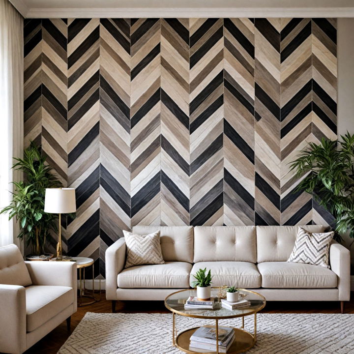 chevron pattern art deco living room